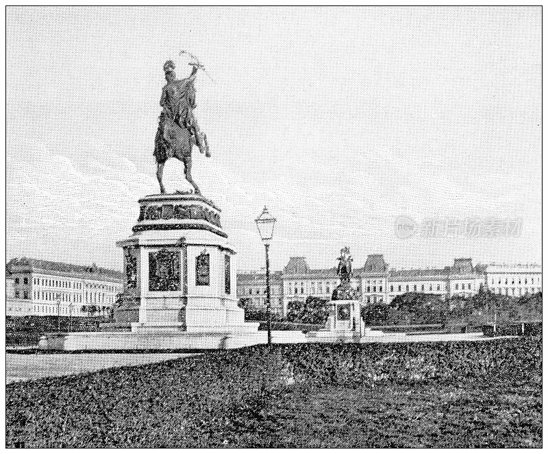 维也纳的古董旅行照片:查尔斯大公雕像