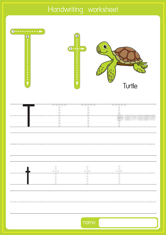 用字母T表示大写字母或大写字母，供儿童练习学习ABC