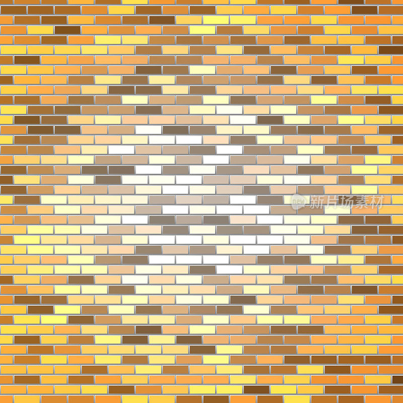 砖墙插图，黄橙色瓷砖。