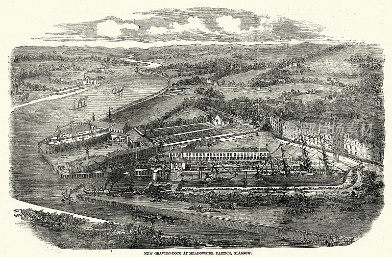 19世纪50年代，苏格兰格拉斯哥，帕克，梅多赛德，维多利亚，19世纪