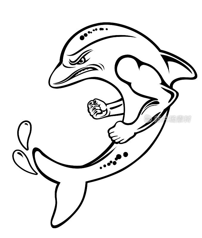 海豚孤立的吉祥物设计元素在透明的背景