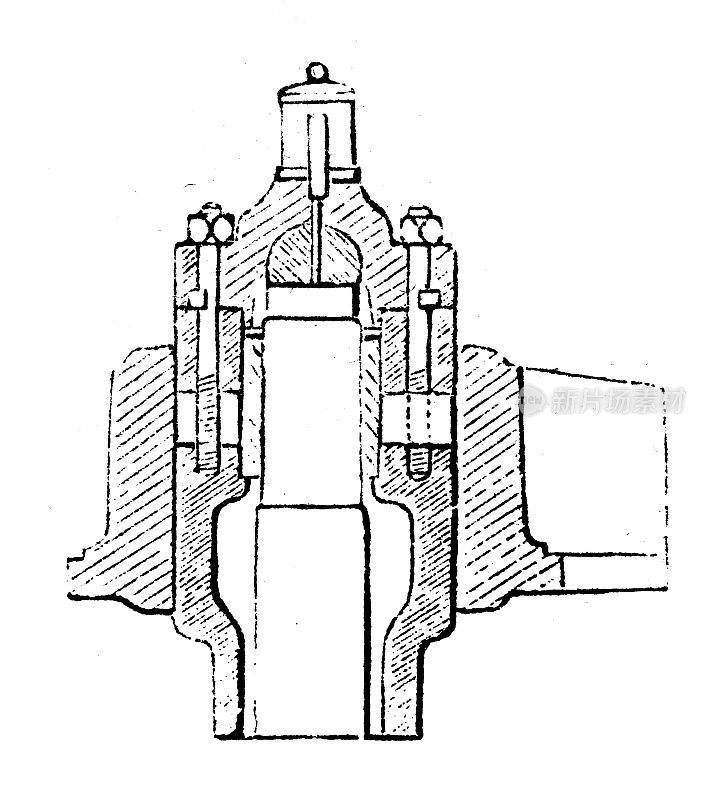 古董插图，应用力学和机器:涡轮轴和轴承