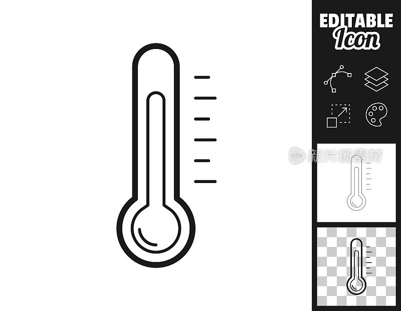 温度计。图标设计。轻松地编辑