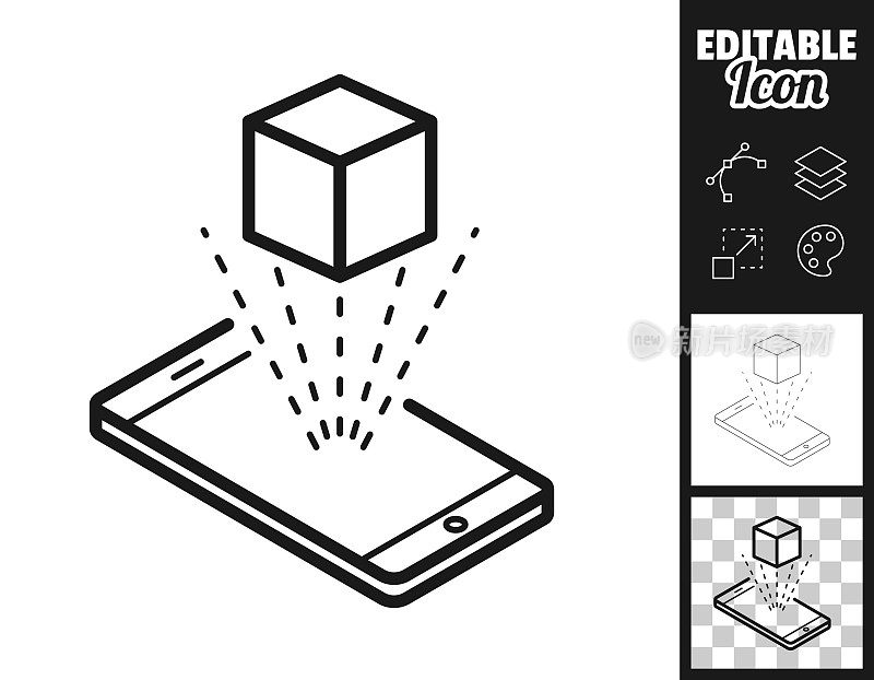 全息图与智能手机。图标设计。轻松地编辑