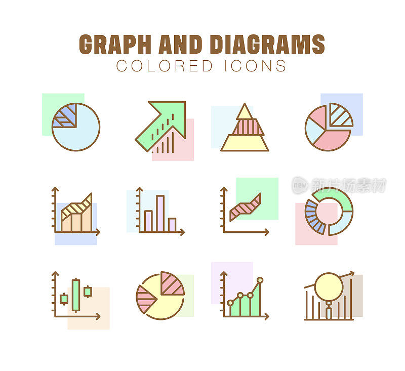 图形和图表线图标集。可编辑的中风。像素完美。