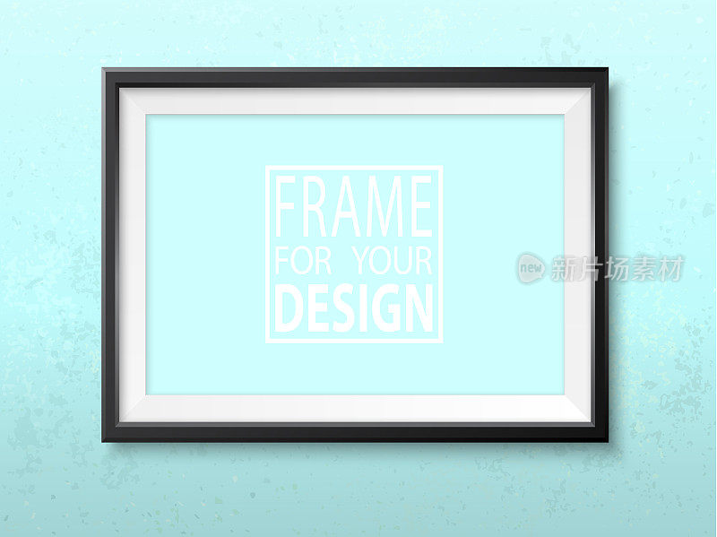 墙上的框架。照片框架模拟。简单优雅的空框架为您的设计。矢量模板的图片，绘画，海报，字母或图片库。