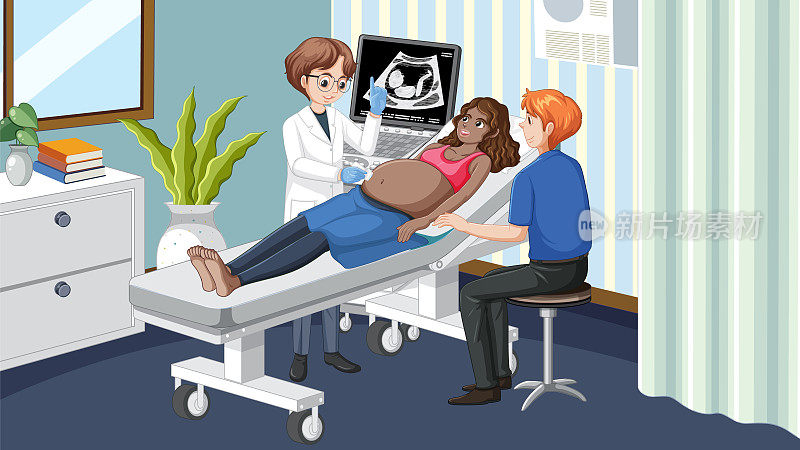 医生用扫描仪扫描孕妇
