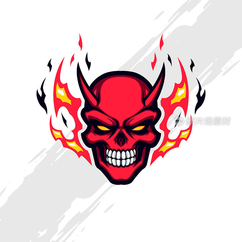 邪恶的火红骷髅吉祥物标志