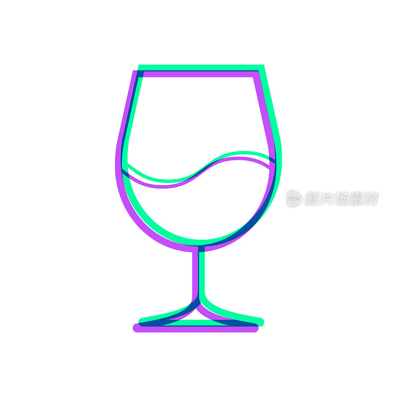 酒杯。图标与两种颜色叠加在白色背景上