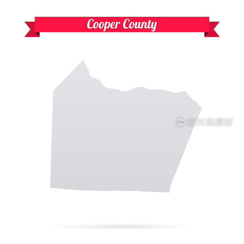 库珀县，密苏里州。白底红旗地图