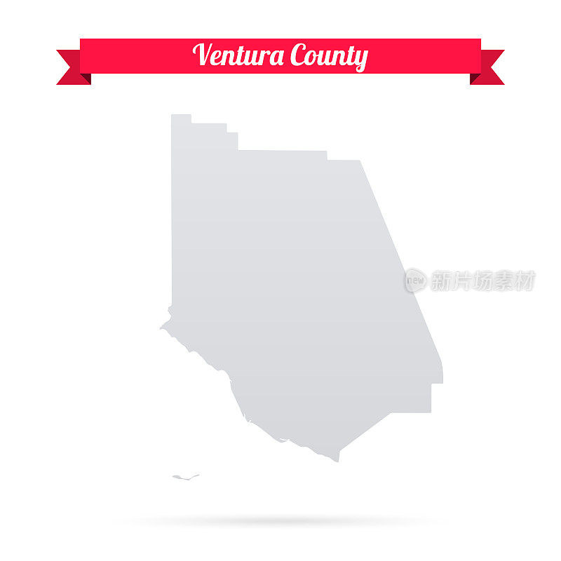 加州文图拉县。白底红旗地图