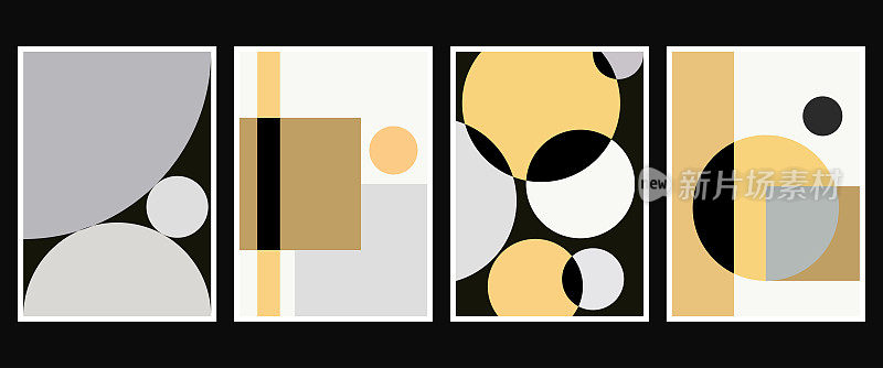 矢量颜色块圆几何极简主义现代海报封面艺术品模板横幅设计背景集合