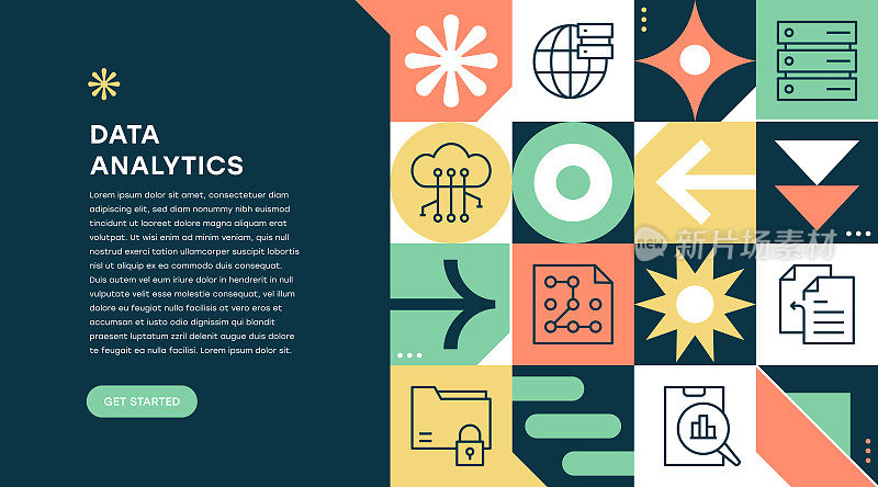 数据分析几何图案网页横幅