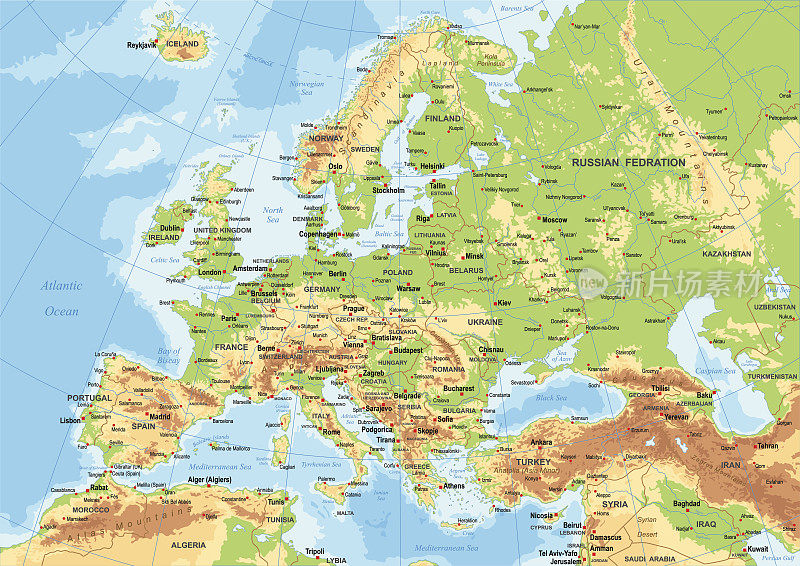 欧洲-物理地图