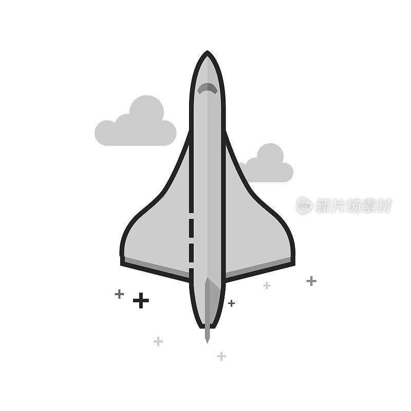 平面灰度图标-超音速飞机