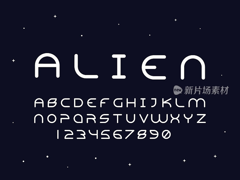 外星人常规字体。向量字母表
