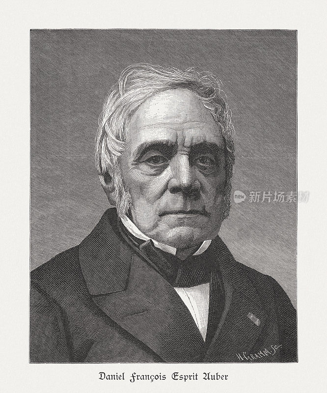 丹尼尔・奥伯(1782-1871)，法国作曲家，木刻，1885年出版