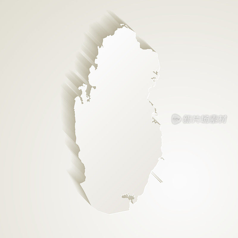 卡塔尔地图与剪纸效果空白背景