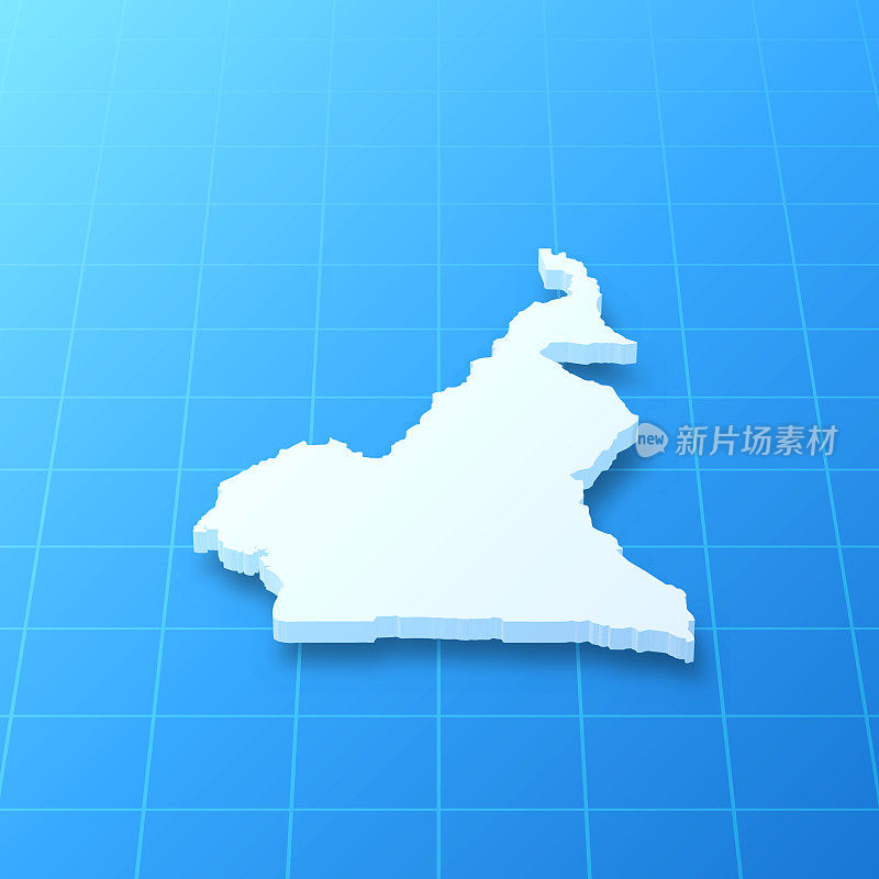 喀麦隆3D地图上的蓝色背景