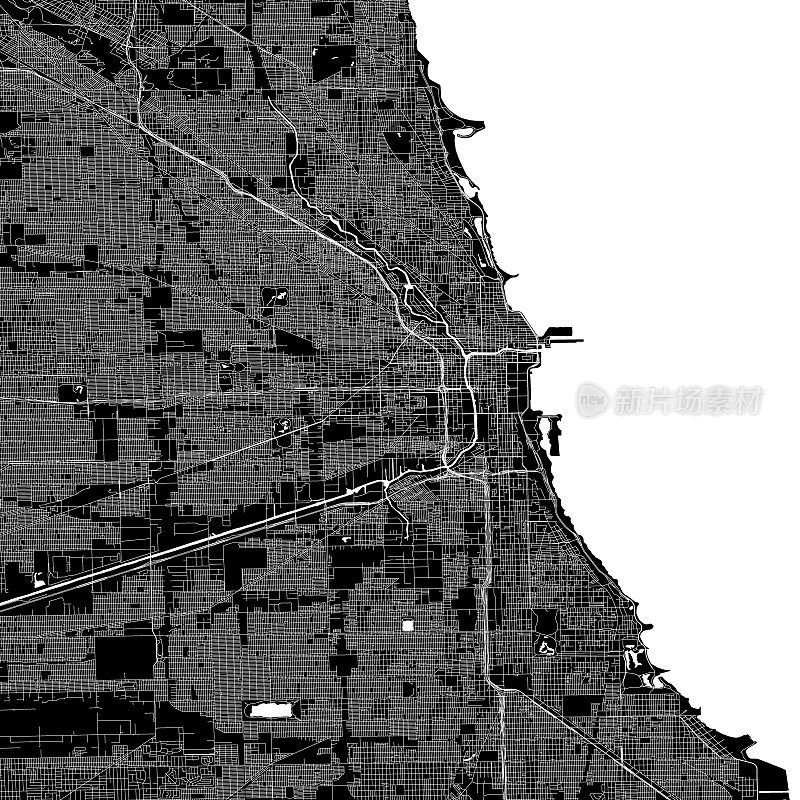 芝加哥伊利诺斯-矢量地图