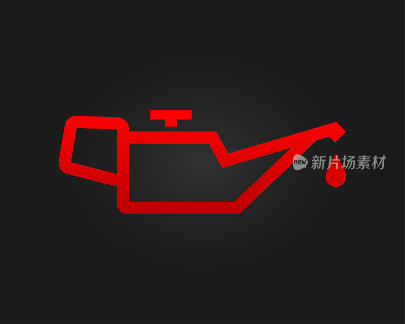 汽车油指示图标上的黑色背景。矢量插图。