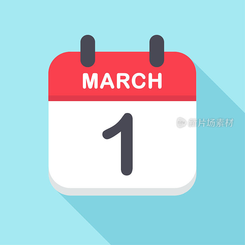 3月1日-日历图标-新年