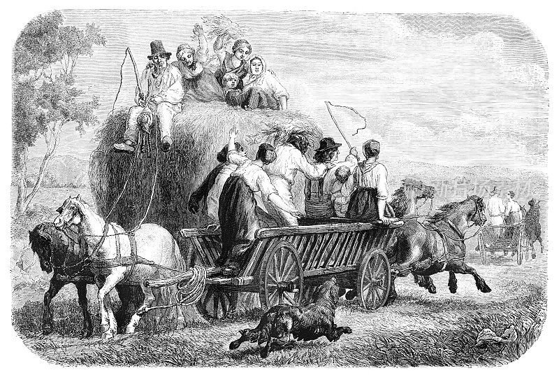 1862年，丹麦农民在收割干草