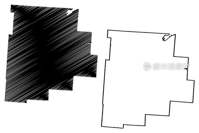 费尔菲尔德县，俄亥俄州(美国县，美国，美国)地图矢量插图，涂鸦草图费尔菲尔德地图