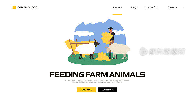 饲养农场动物概念矢量插图登陆页面模板，网站横幅，广告和营销材料，在线广告，业务演示等。