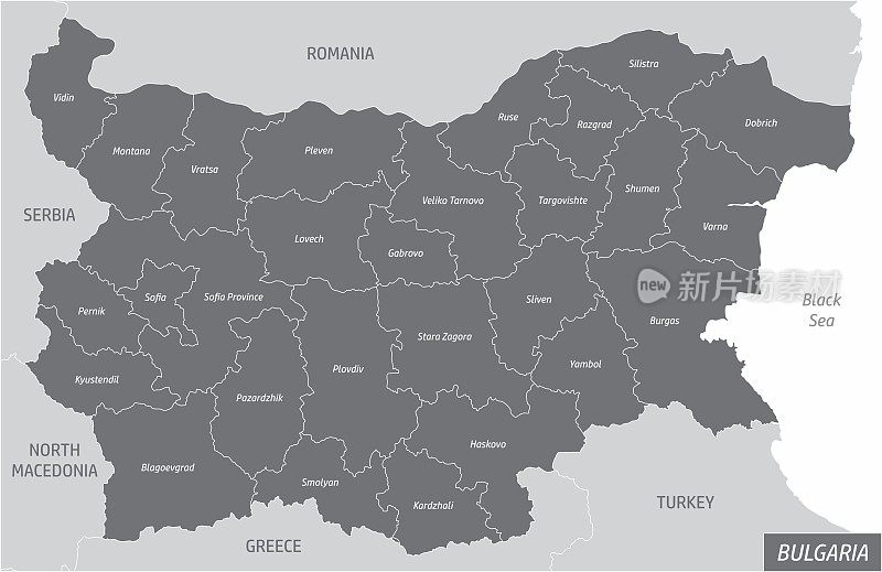 保加利亚行政区划图