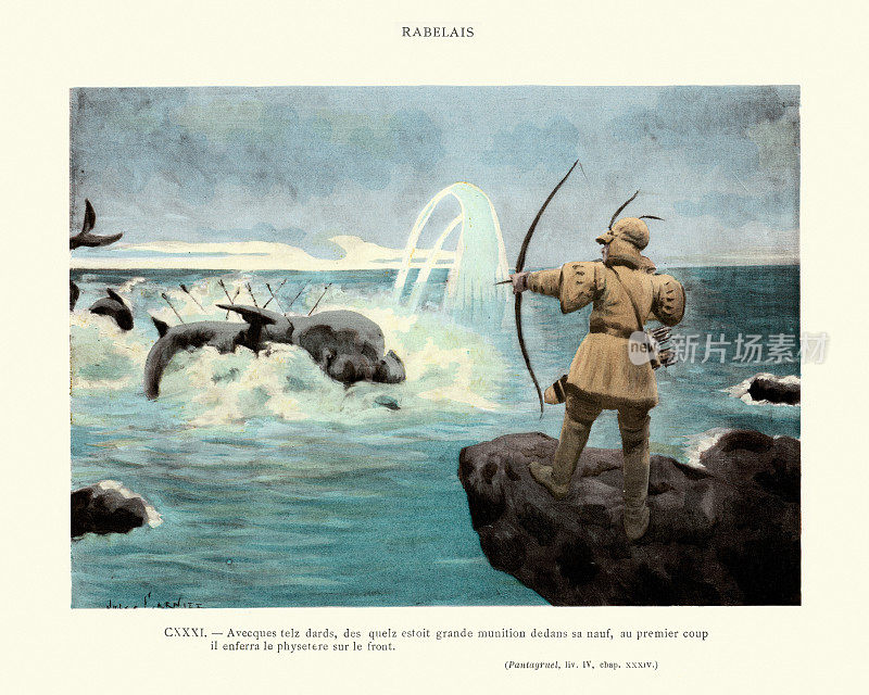 猎人用箭射鲸鱼，弗朗索瓦·拉伯雷的巨蟒和潘塔格鲁埃尔