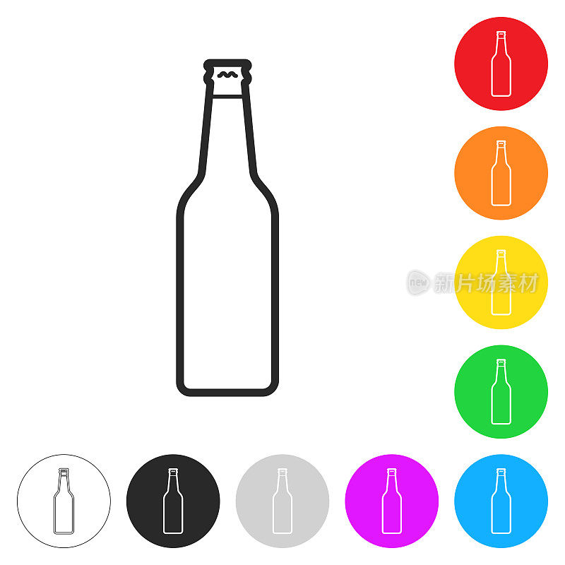 啤酒瓶。按钮上不同颜色的平面图标