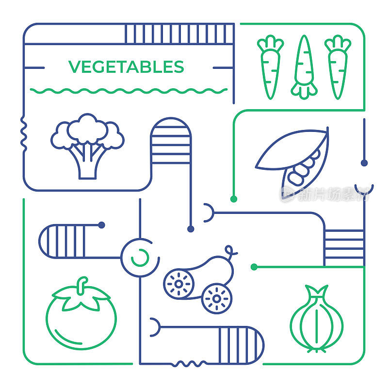 蔬菜矢量线插图信息图形设计模板