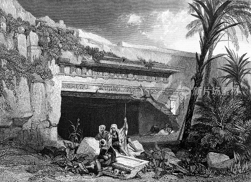 以色列耶路撒冷的国王陵墓，詹姆斯·达菲尔德·哈丁所画——奥斯曼帝国19世纪