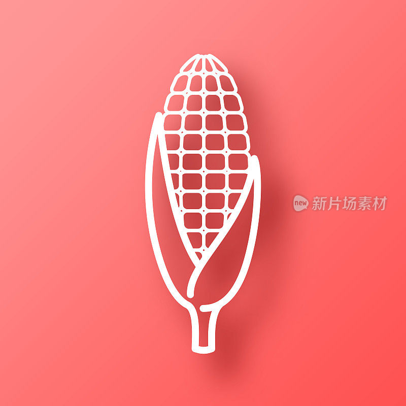 玉米。图标在红色背景与阴影