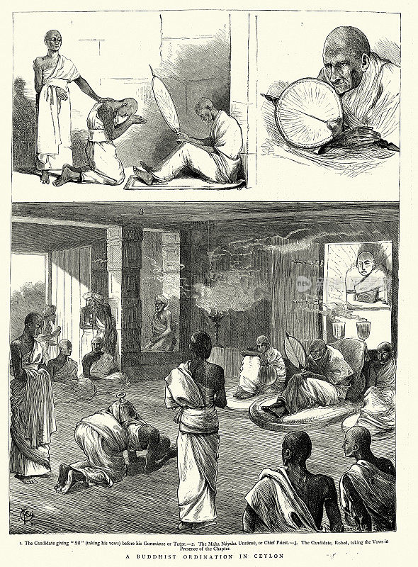 19世纪，19世纪，19世纪70年代，斯里兰卡锡兰的佛教僧侣登基仪式