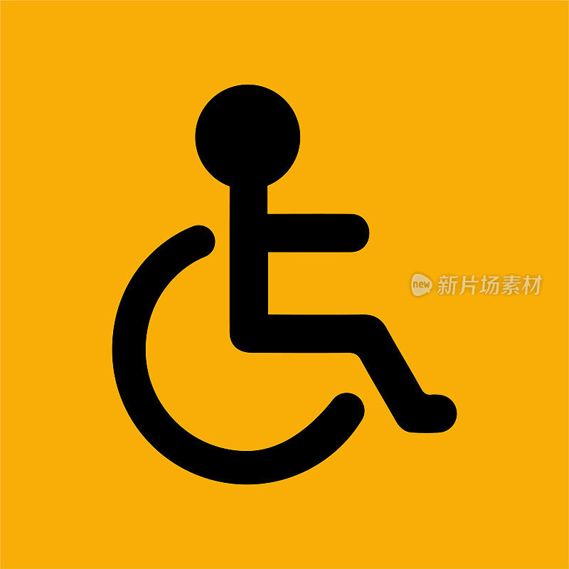 黄色背景上的轮椅图标。