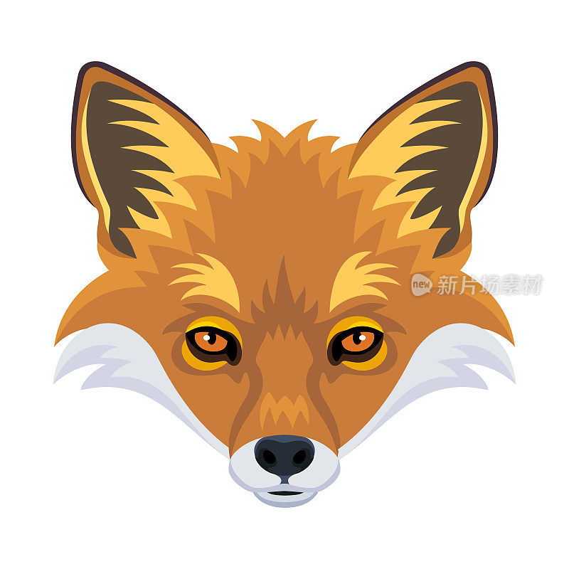 狐狸头标志。吉祥物创意设计。