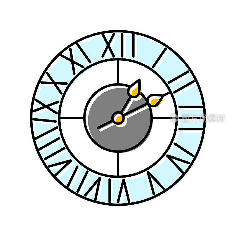 时钟客厅颜色图标矢量插图