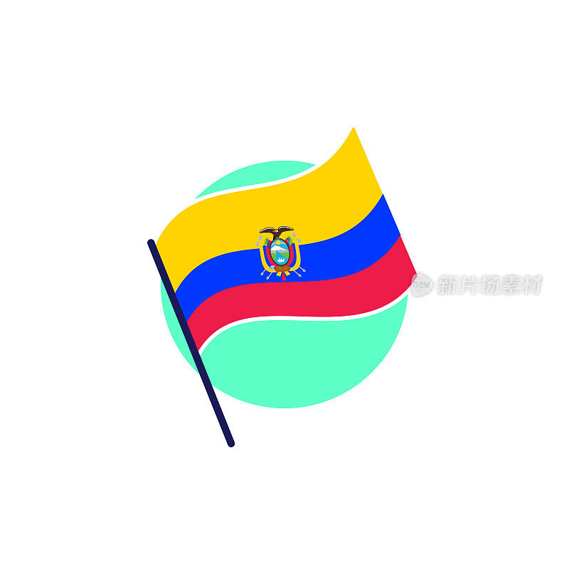 矢量漫画厄瓜多尔国旗图标的漫画风格。厄瓜多尔标志插图象形图。厄瓜多尔制造。