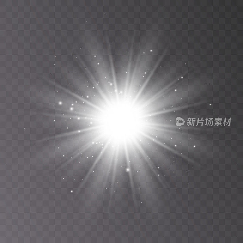 透明的阳光具有特殊的眩光效果。PNG。透明背景上的孤立光效。矢量图