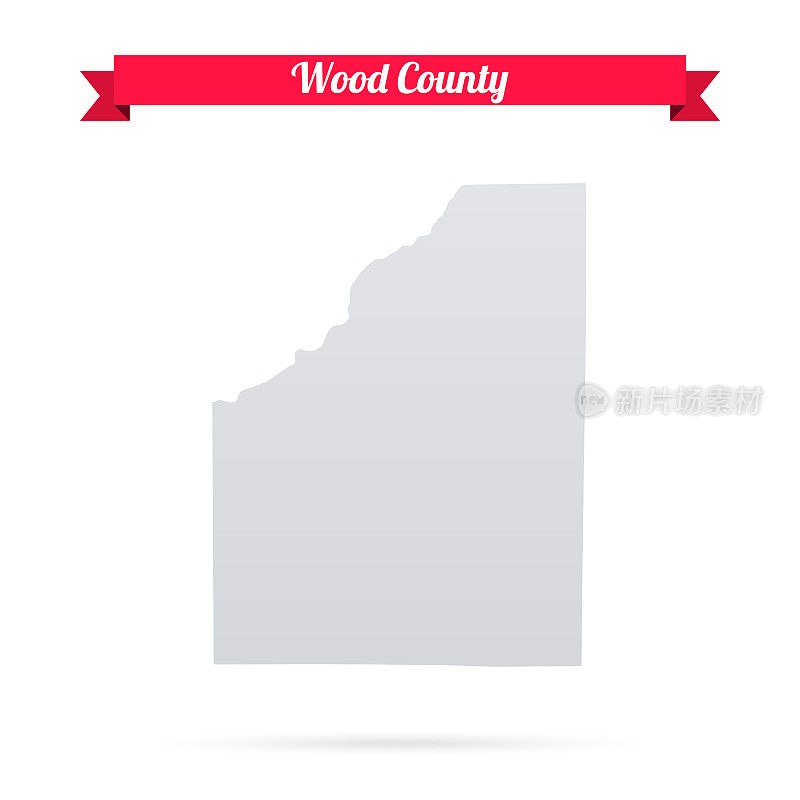 伍德县，俄亥俄州。白底红旗地图