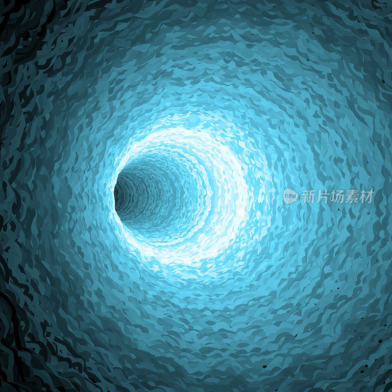 浅蓝色不均匀的圆圈形成洞穴左转。明亮的腹部。三维向量