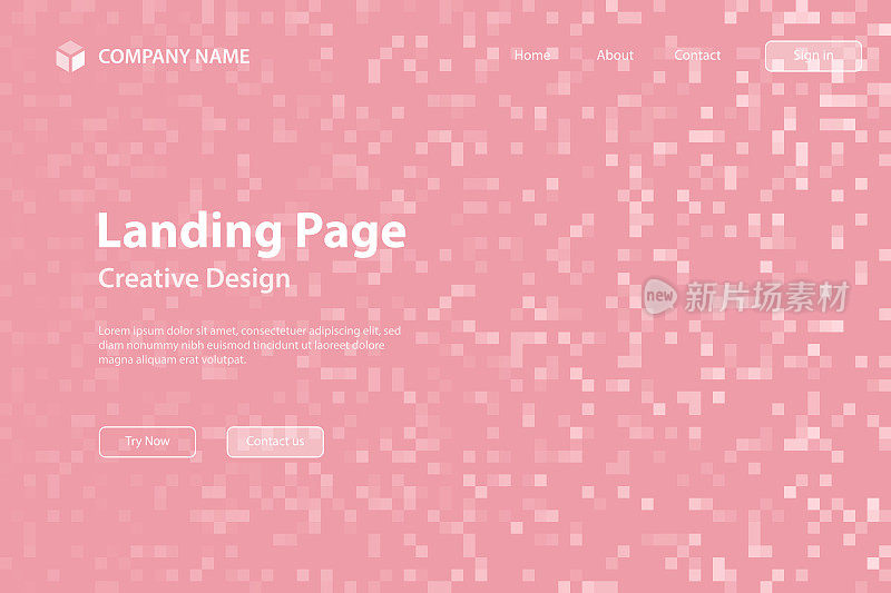 登陆页面模板-抽象像素背景与粉红色的渐变-时尚的背景