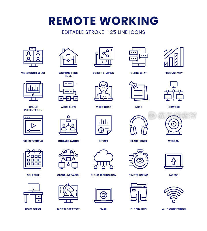 远程工作图标集