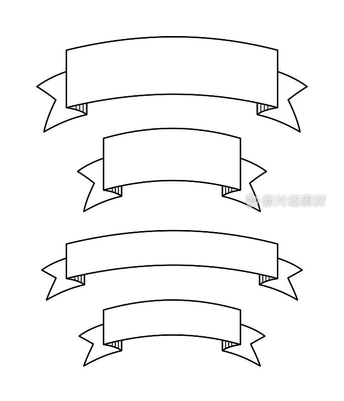 一套空白的复古丝带横幅