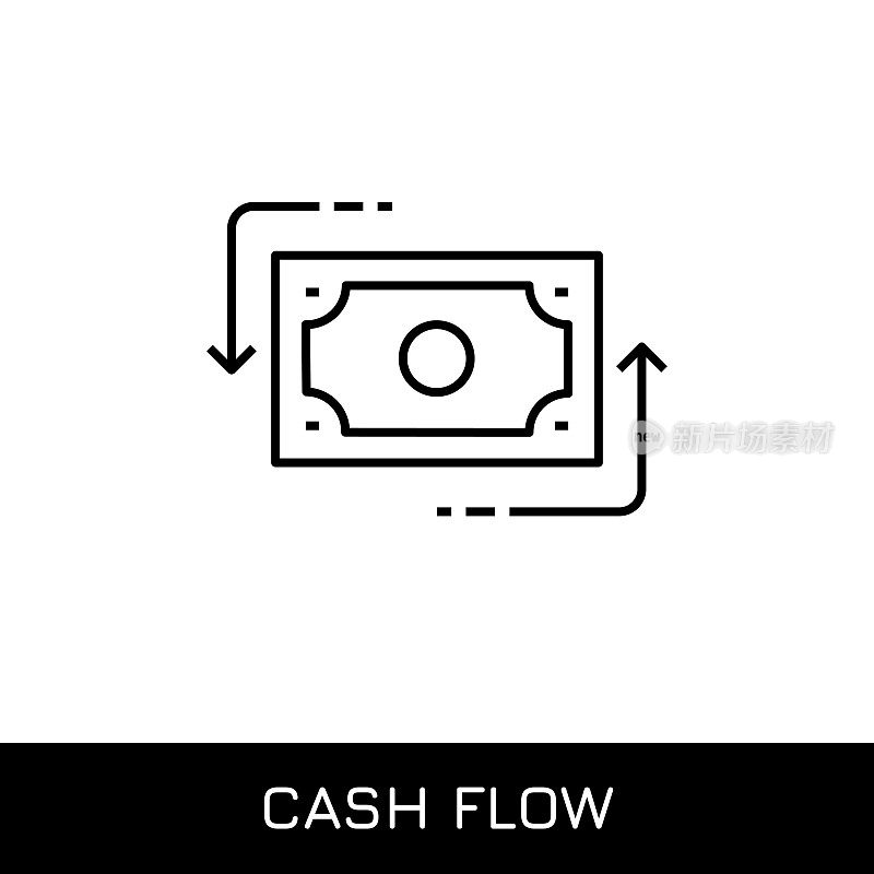 现金流量可编辑的笔画矢量线图标。