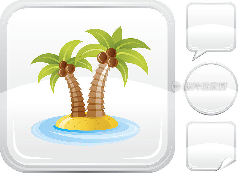 棕榈岛图标上的银色按钮