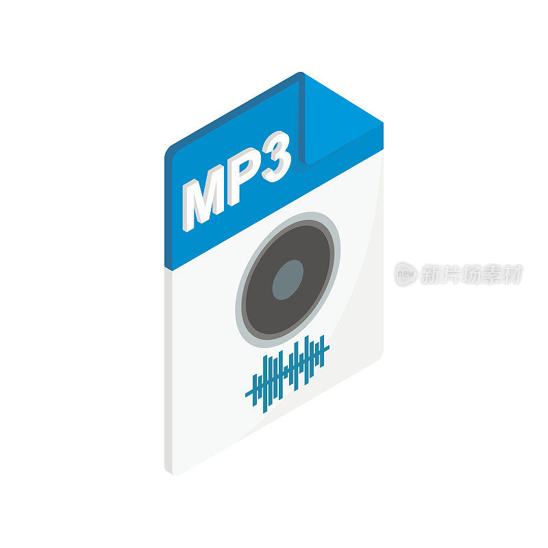 MP3音频文件扩展图标，等距3d风格