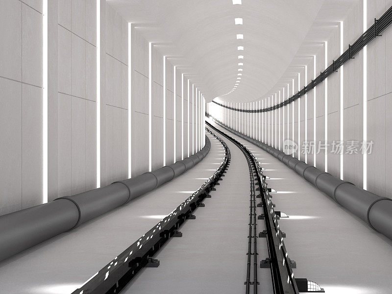 地铁隧道与轻轨和到达概念